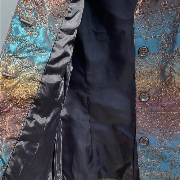 Chico's Iridescent/ Bronze Embroidered Blazer-Size 1 - Picture 11 of 12